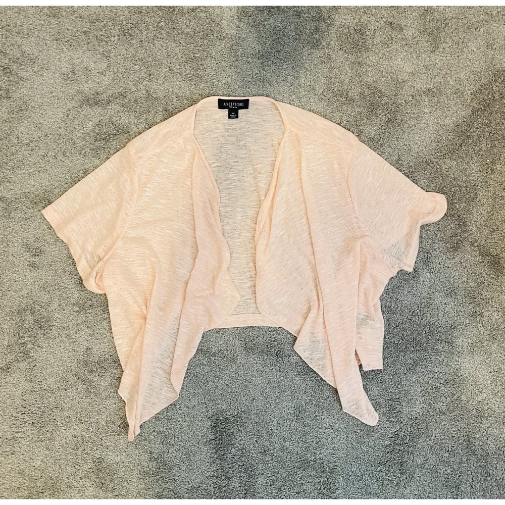 Perceptions Woman Peach Pink Open Front Shrug Cardigan Short Sleeve Plus Size 3X